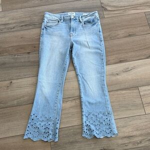Frame Le Crop Eyelet Mini Boot Jeans in the Adelaide light-blue wash.